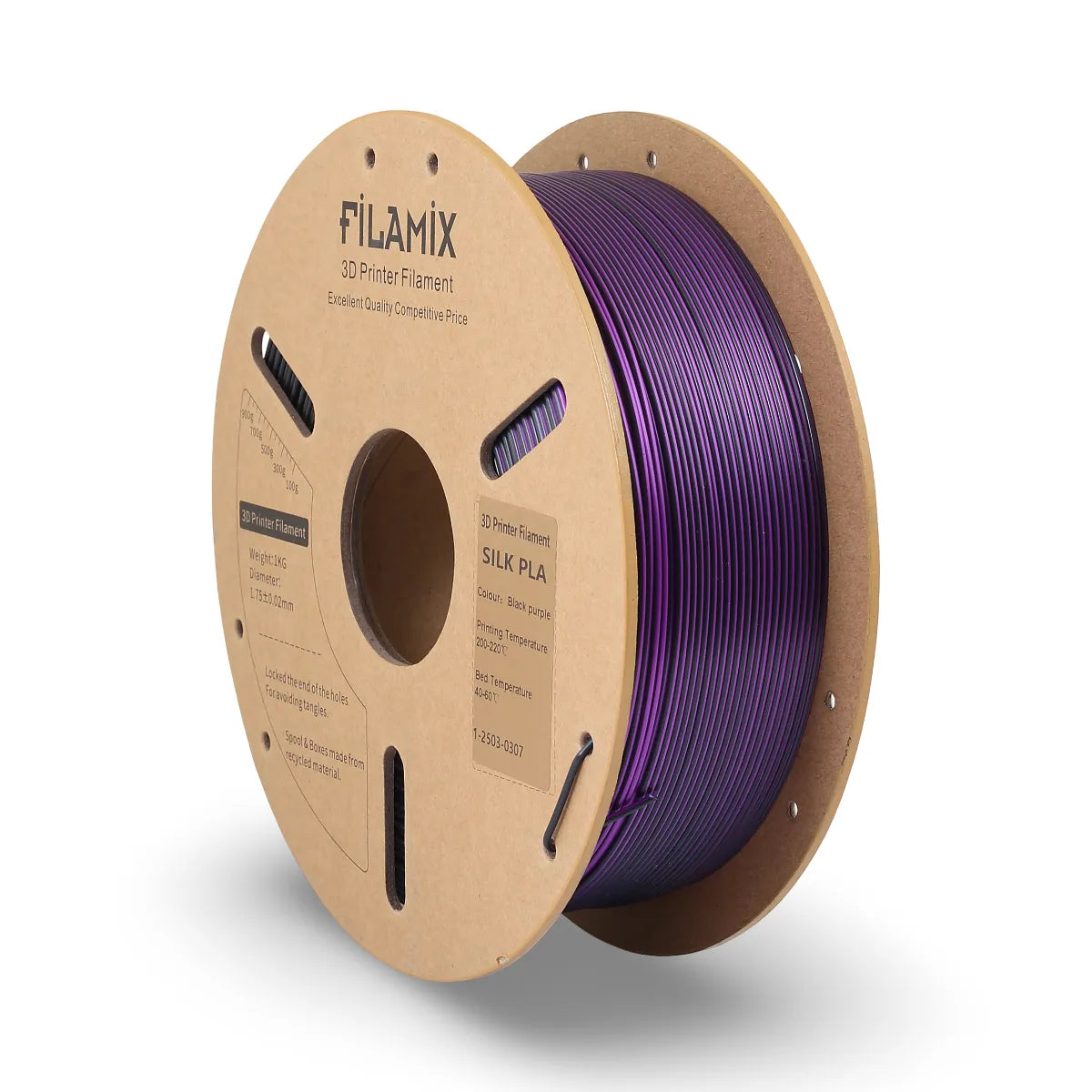 filamix iki renkli magic silk pla filament siyah mor 1.75 mm 1 kg