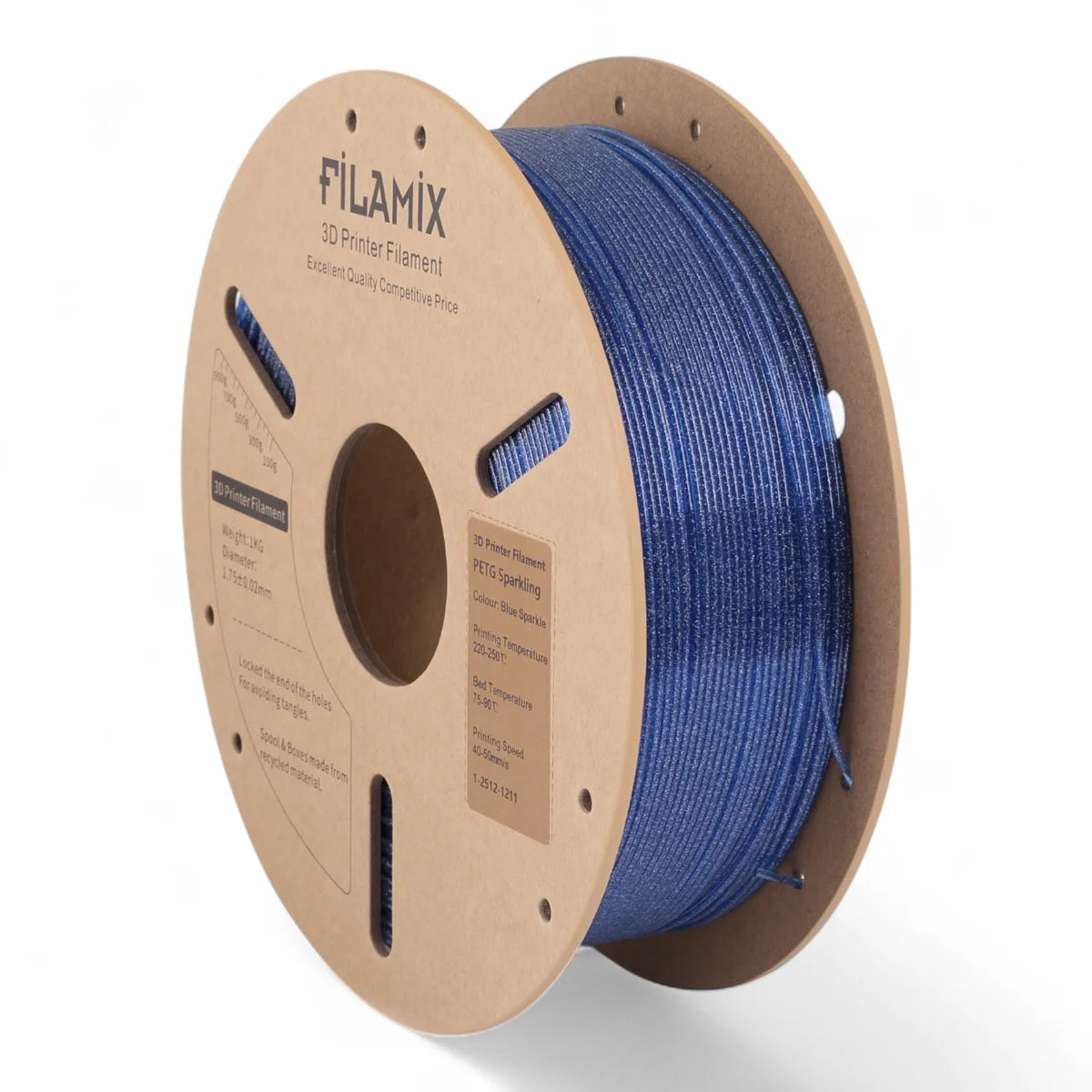 filamix sparkling simli petg filament mavi 1.75 mm 1 kg
