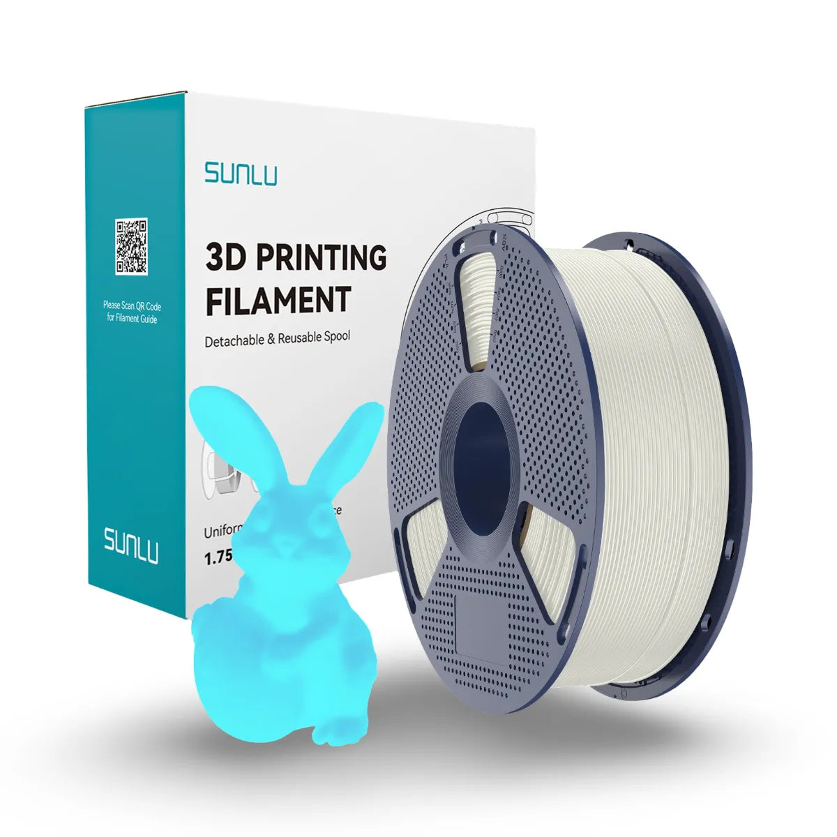 sunlu karanlıkta parlayan glow in the dark pla filament beyaz mavi 1.75 mm 1 kg