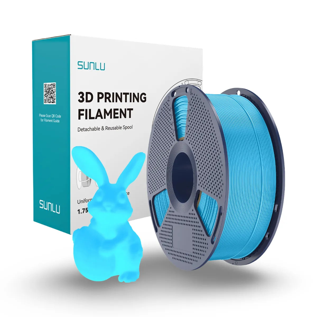 sunlu karanlıkta parlayan glow in the dark pla filament mavi 1.75 mm 1 kg