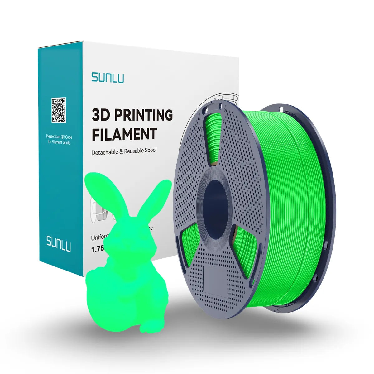 sunlu karanlıkta parlayan glow in the dark pla filament yeşil 1.75 mm 1 kg