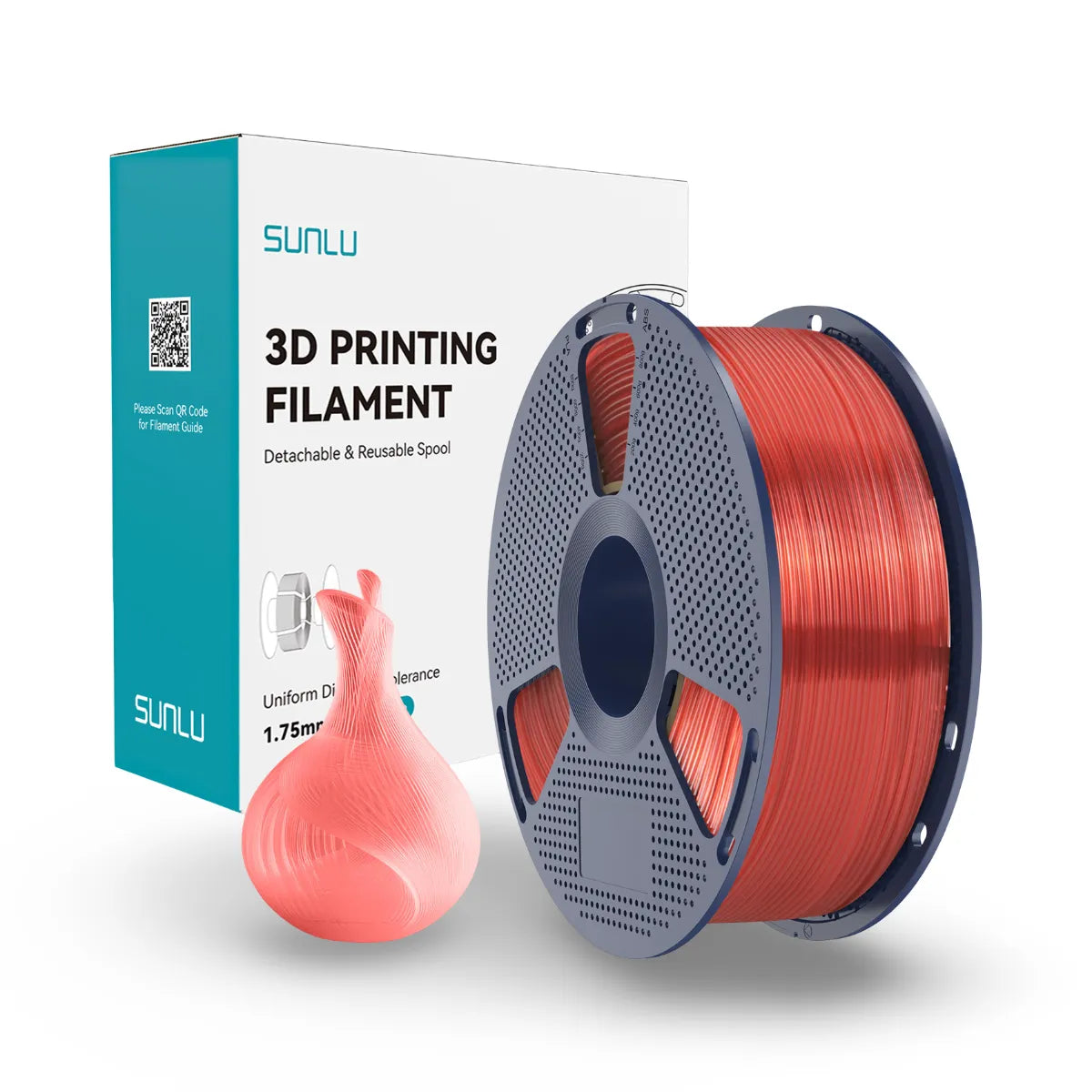 sunlu transparan şeffaf pla filament strawberry jam kırmızı 1.75 mm 1 kg