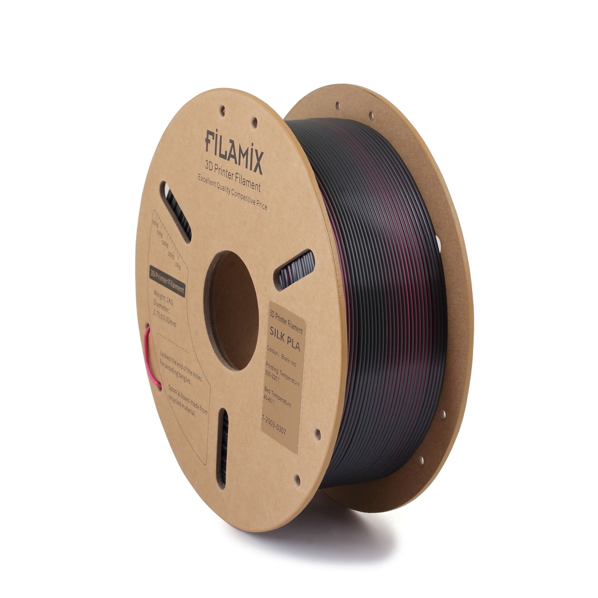Filamix Magic Silk İki Renkli PLA Filament 1.75 mm 1 Kg - Siyah-Kırmızı