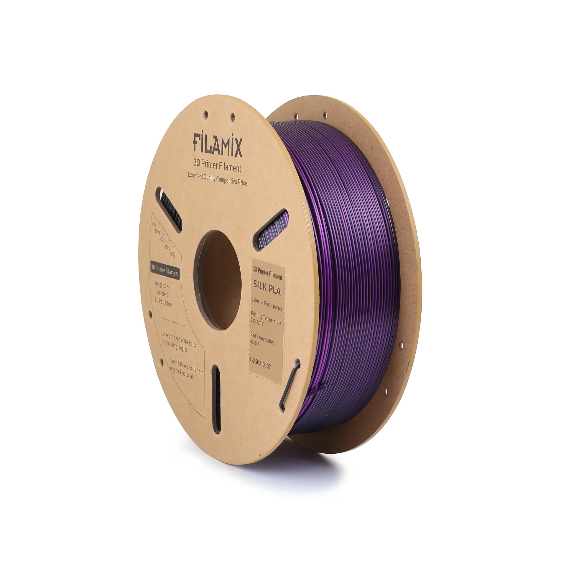 Filamix Magic Silk İki Renkli PLA Filament 1.75 mm 1 Kg - Siyah-Mor