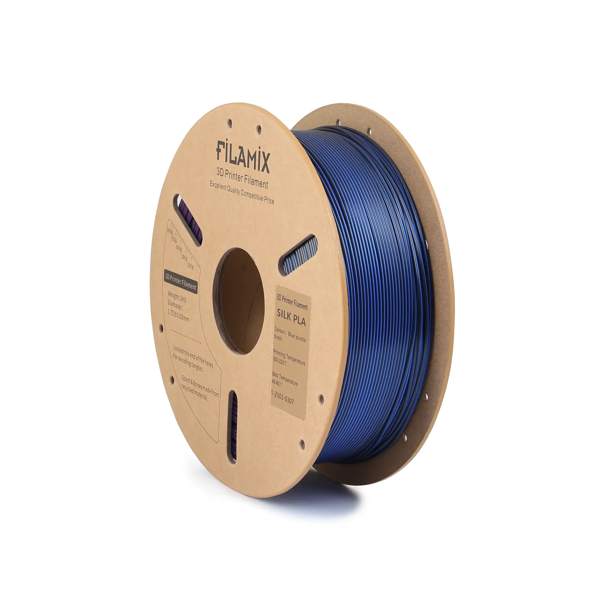 Filamix Mystic Silk Üç Renkli PLA Filament 1.75 mm 1 Kg Mavi-Mor-Siyah