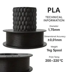 Filetto PLA Plus (PLA+) Filament Siyah