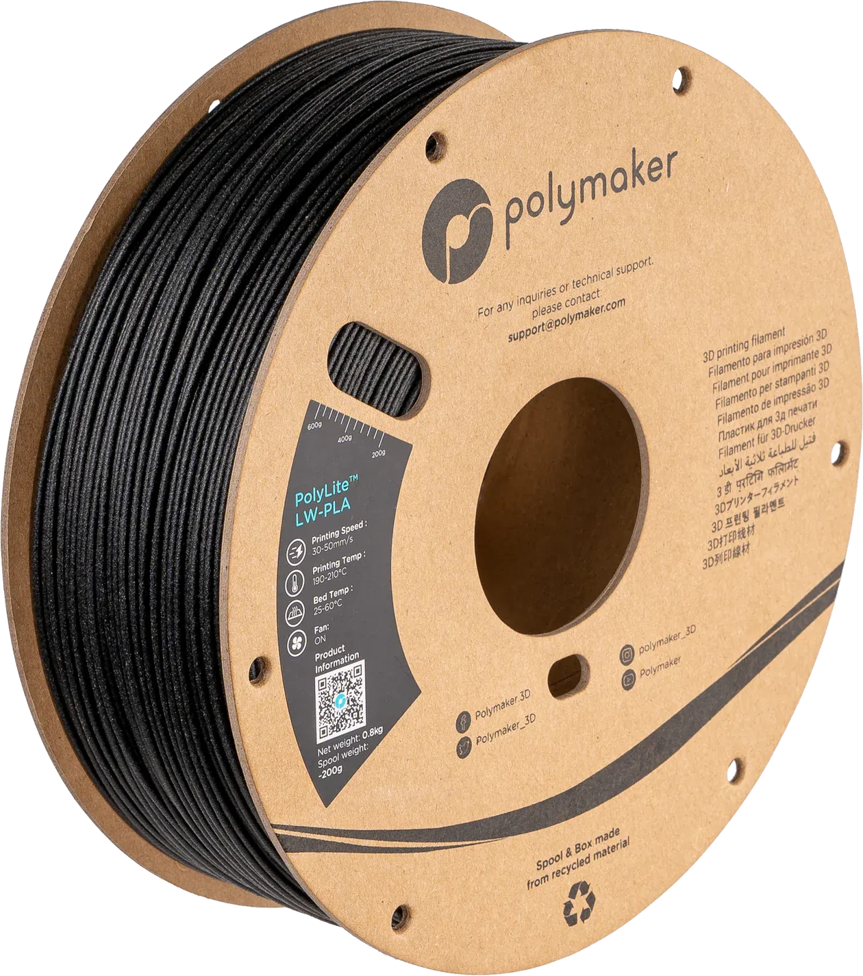 PolyLite LW-PLA Black - Siyah