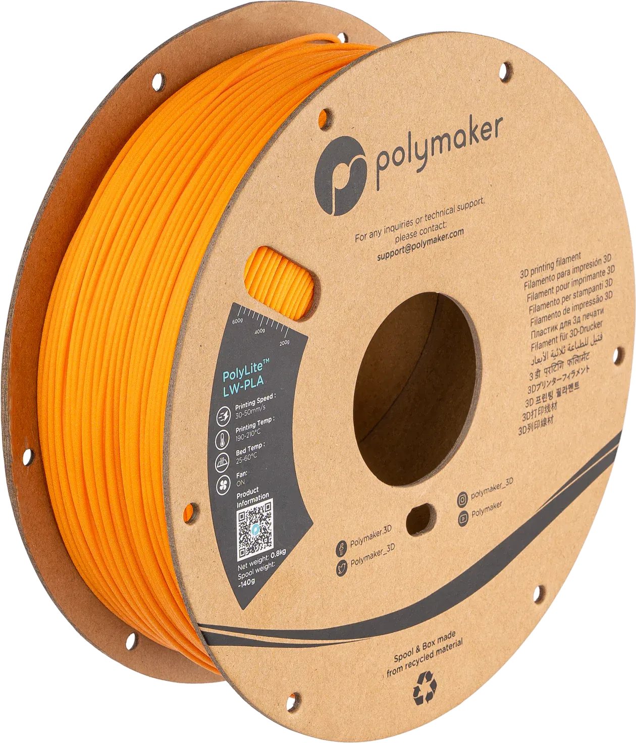PolyLite LW-PLA Bright Orange - Parlak Turuncu