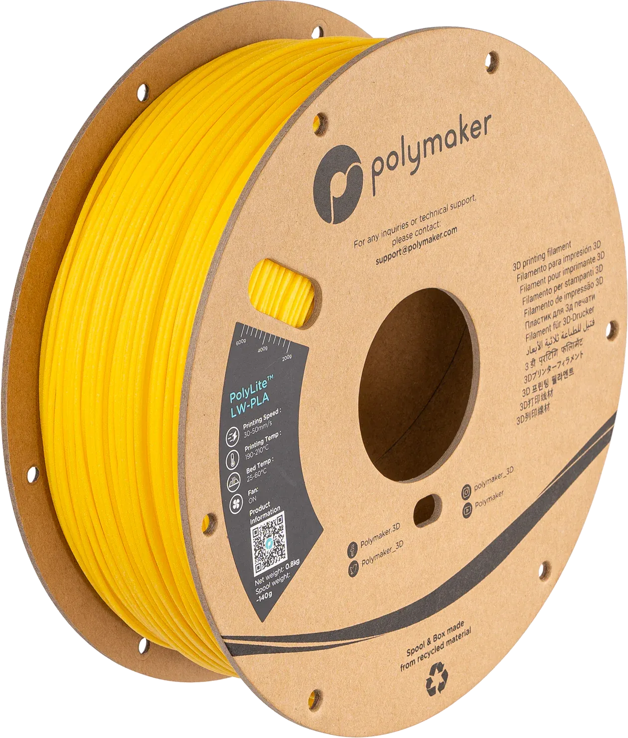 PolyLite LW-PLA Bright Yellow - Parlak Sarı