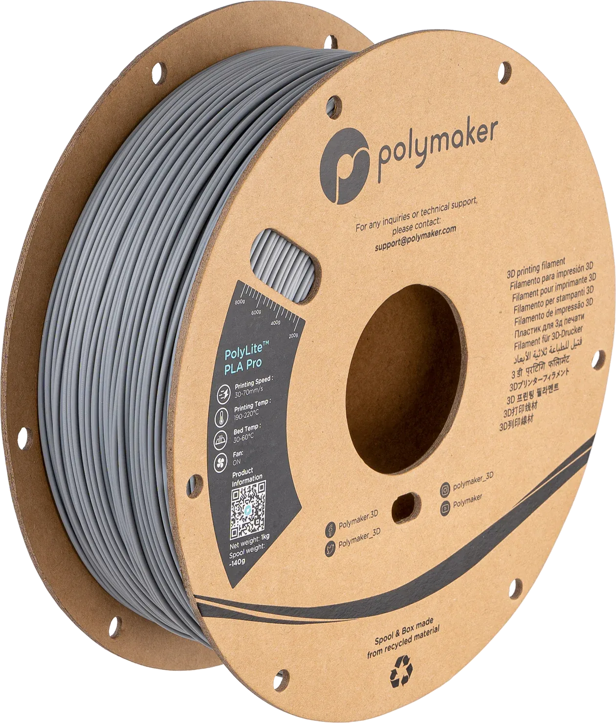 PolyLite PLA Pro Grey - Gri