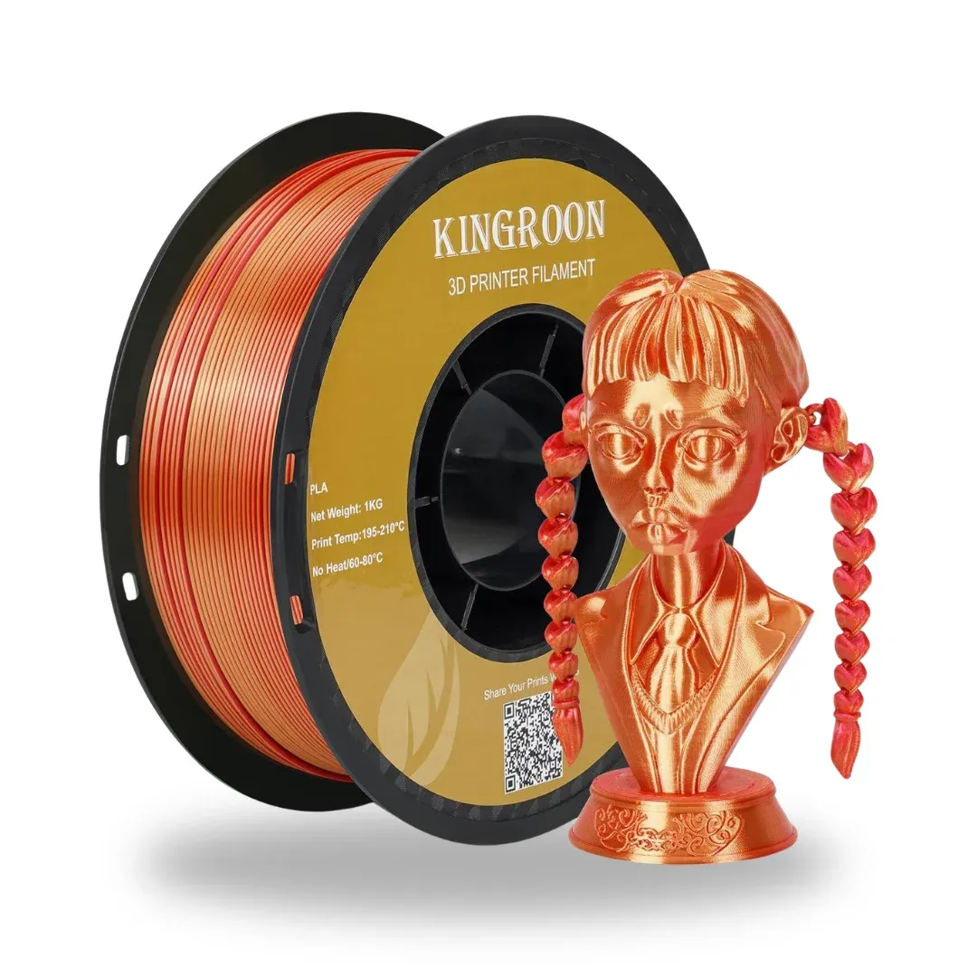 Kingroon Çift Renkli Silk PLA Filament 1.75 mm 1 Kg - Kırmızı-Altın
