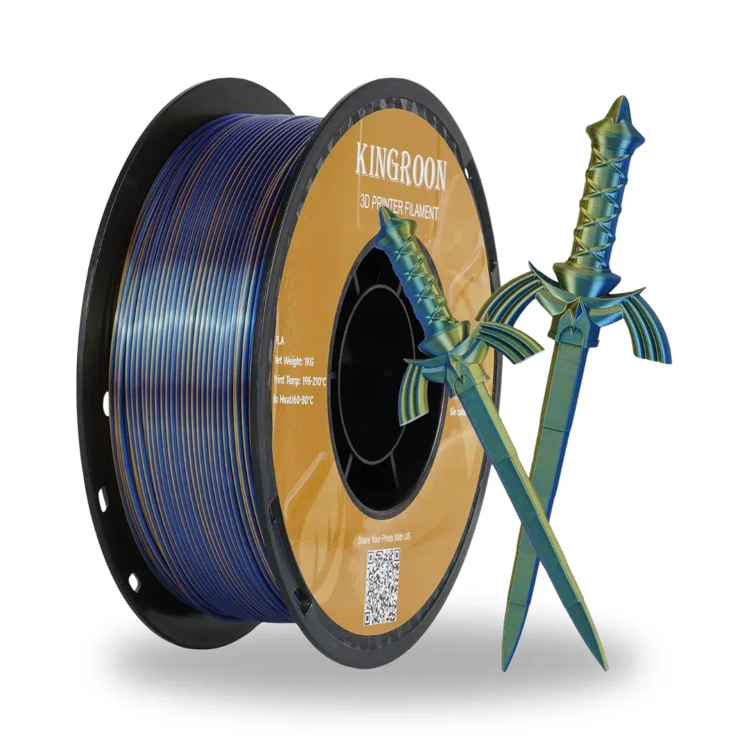 Kingroon Çift Renkli Silk PLA Filament 1.75 mm 1 Kg - Altın-Mavi
