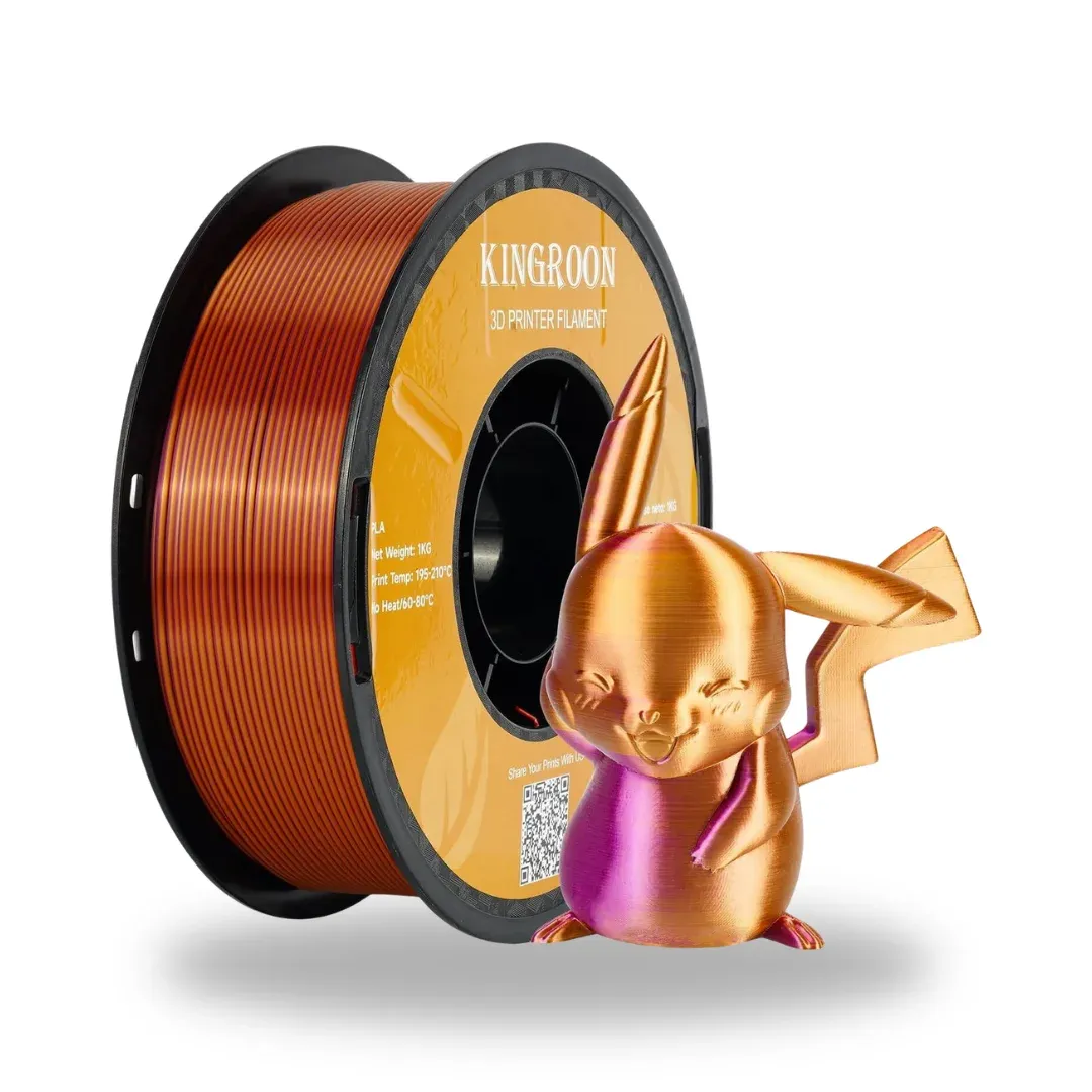 Kingroon Çift Renkli Silk PLA Filament 1.75 mm 1 Kg - Altın-Mor
