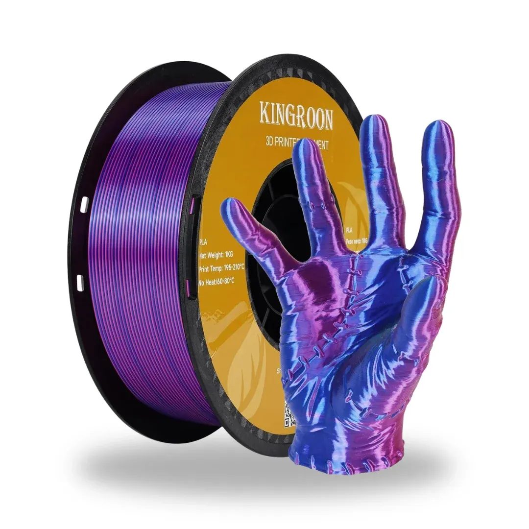 Kingroon Çift Renkli Silk PLA Filament 1.75 mm 1 Kg - Mavi-Fuşya