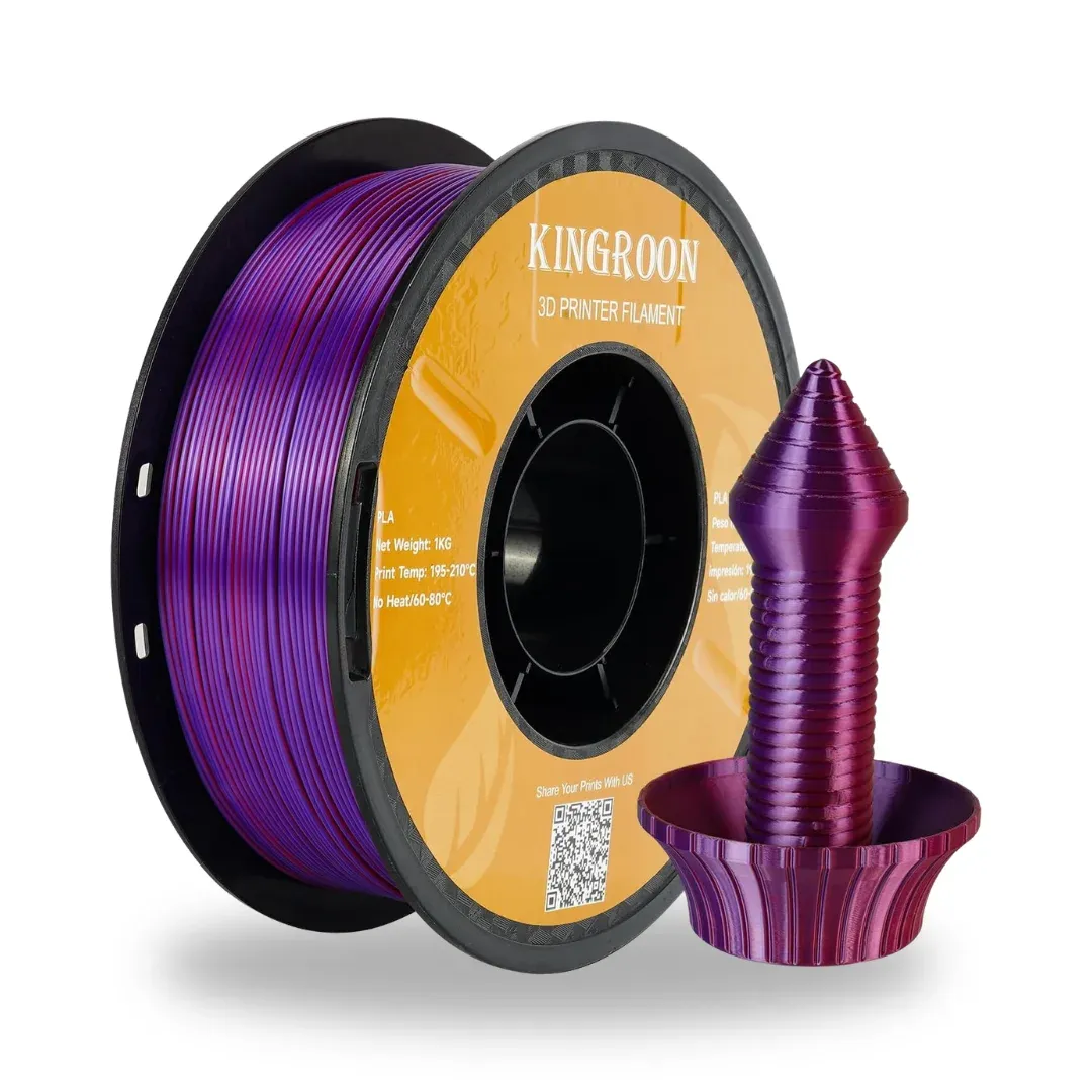 Kingroon Üç Renkli Silk PLA Filament 1.75 mm 1 Kg - Kırmızı-Altın-Mor