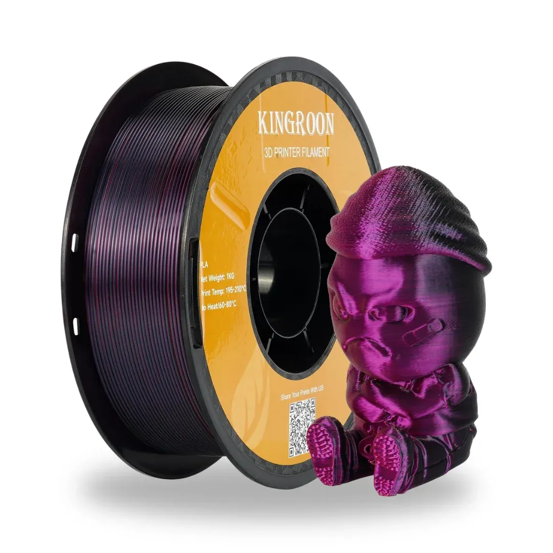 Kingroon Üç Renkli Silk PLA Filament 1.75 mm 1 Kg - Altın-Fuşya-Siyah