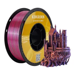 Kingroon Üç Renkli Silk PLA Filament 1.75 mm 1 Kg - Altın-Yeşil-Gül Kırmızı