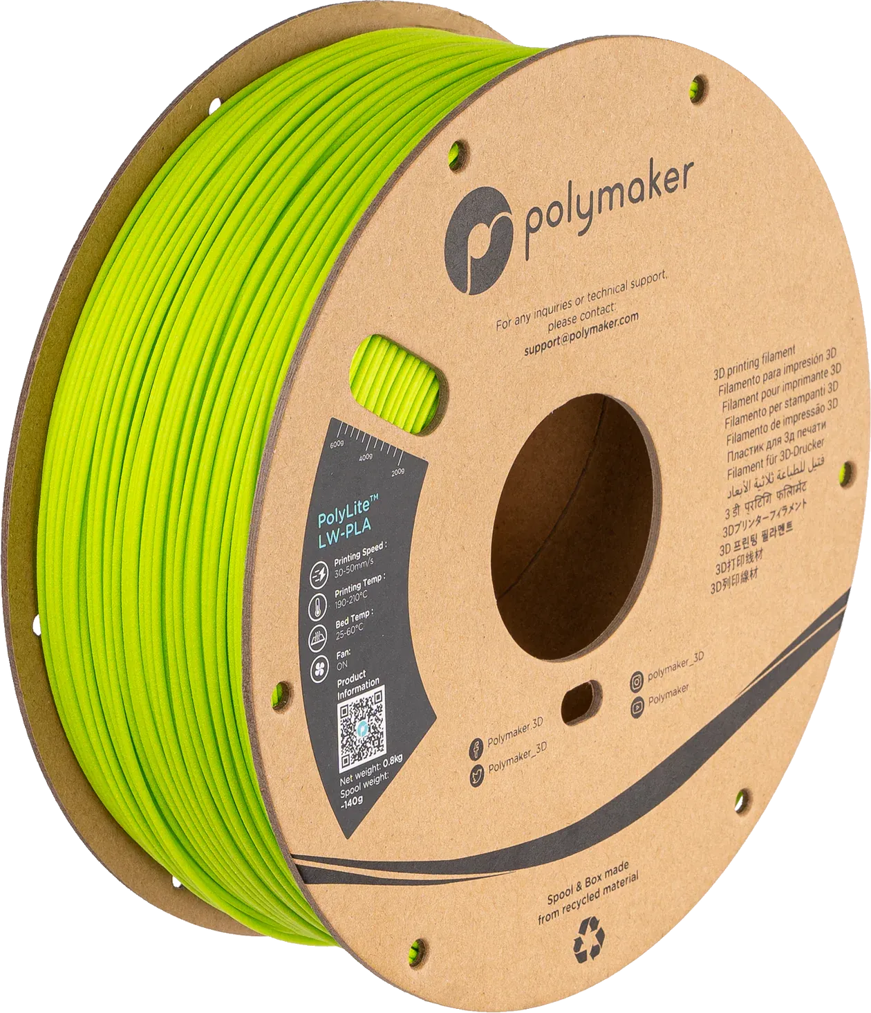 PolyLite LW-PLA Filament Bright Green (Parlak Yeşil)